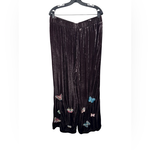 NWT Johnny Was Brown Luciana Velvet Wide Leg Butterfly Pant $365 - Picture 6 of 10